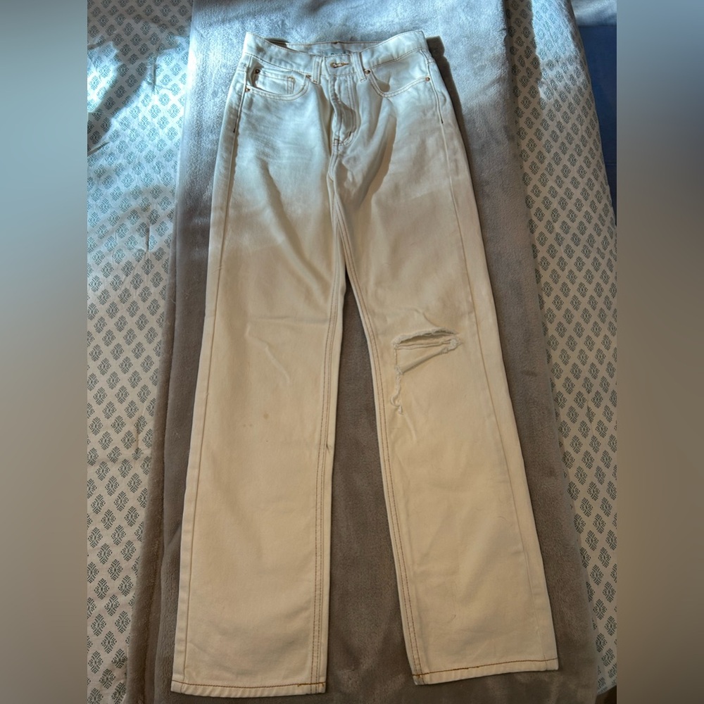BDG cream wide leg jean